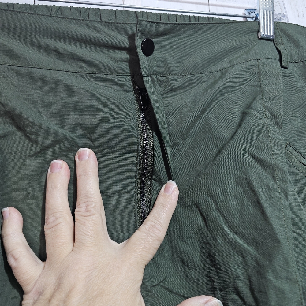 NWOT Halara Womens Green Mid Rise Side Pocket Wide Leg Nylon Cargo Pants Size XL - Picture 7 of 11